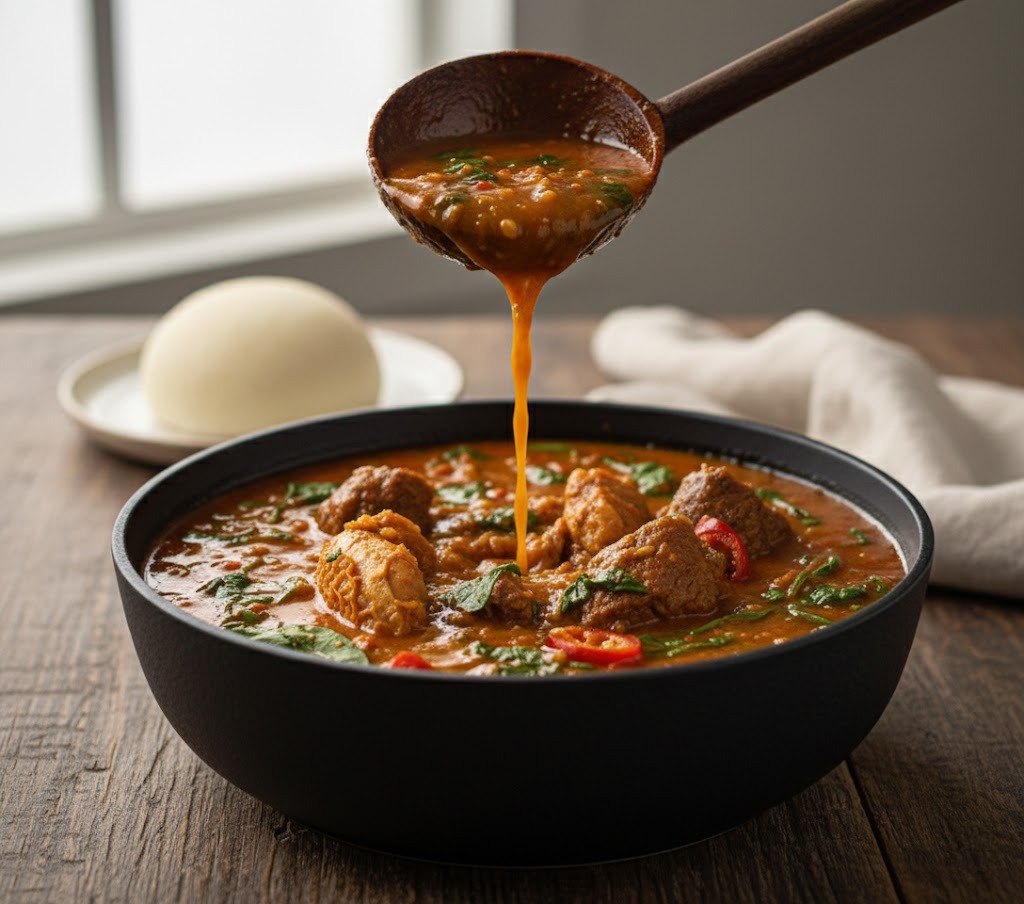 Ogbono Soup (Draw Soup) with Pounded Yam